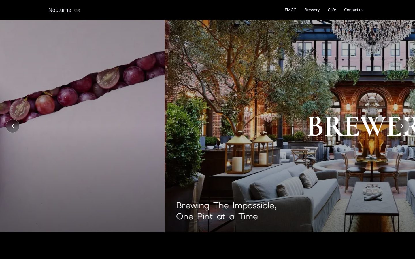 Nocturne Food & Beverage website homepage